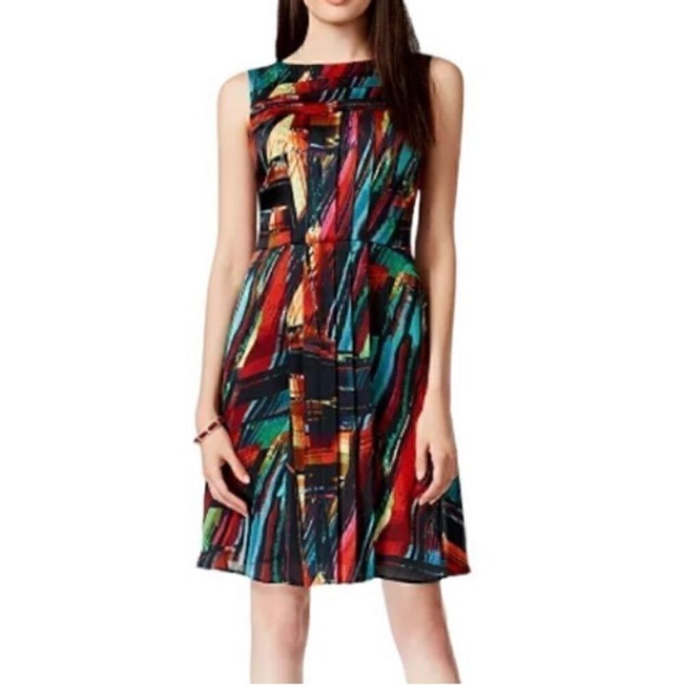 ‎Ellen Tracy Multicolored Sleeveless Fit And Flare Dress, Size 6P
